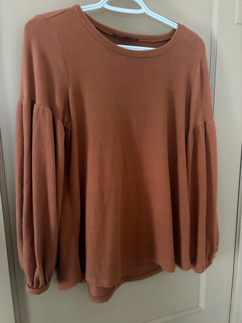 Women's Balloon-Sleeve Blouse in Rust
